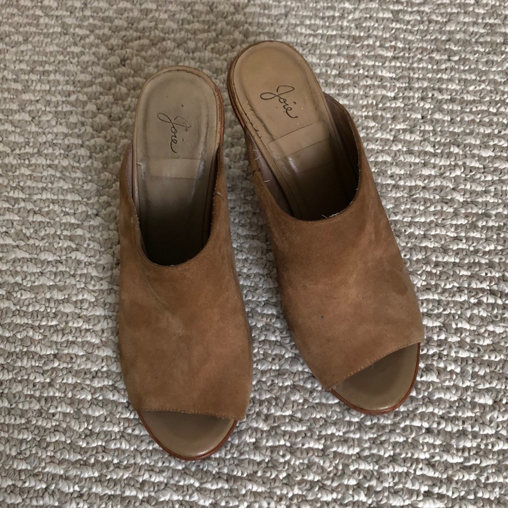 Joie Clementine Suede Heel Mules in Buff - 39
